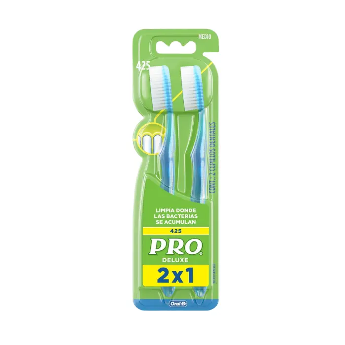 Cepillo Dental PRO Deluxe 425 Medio x2 Unidades