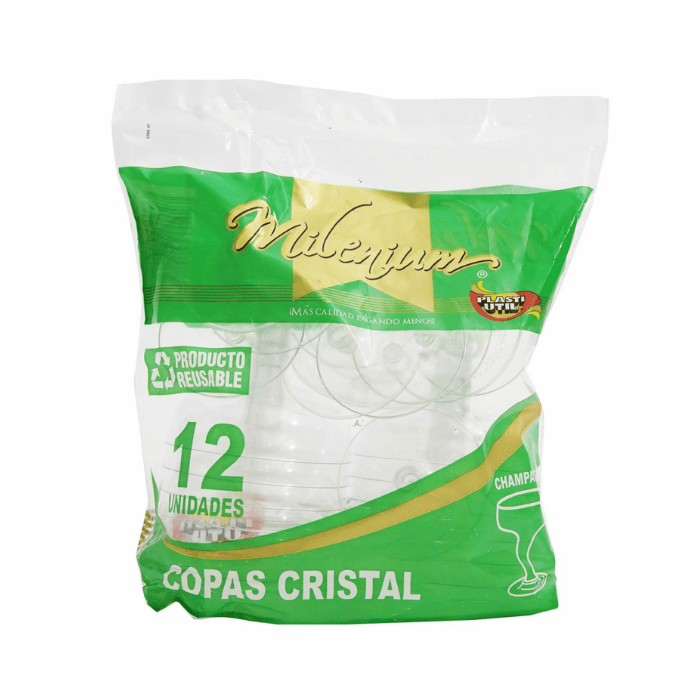 Copas Cristal Champagne Milenium X12 Unidades