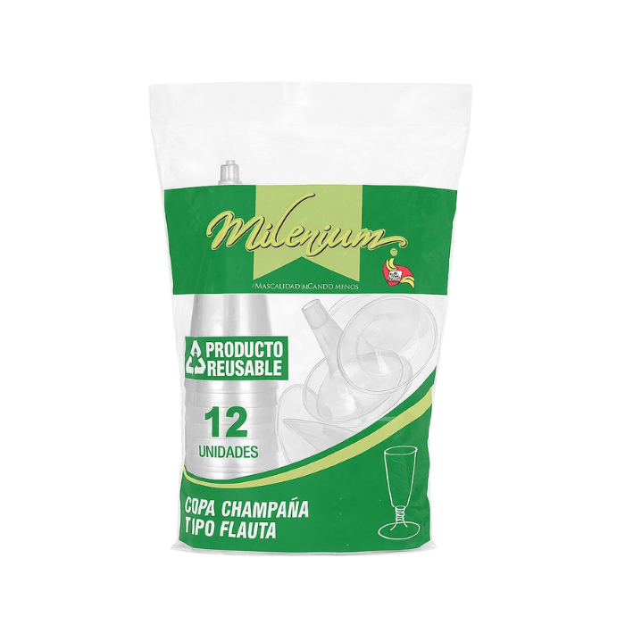Plastiutil Milenium Copas Cristal Tipo Flauta x12 Unidades