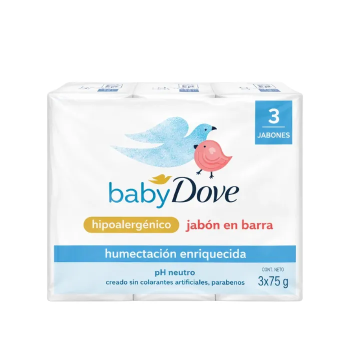 Dove Jabón Baby Humectación Enriquecida X3 75g 