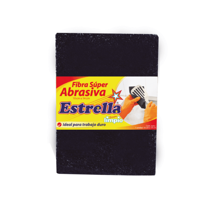 Estrella Fibra Parrillera Negra Super Abrasiva