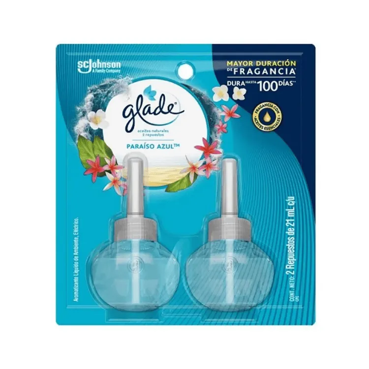 Glade Aceite Repuesto x2 Paraiso Azul 42ml