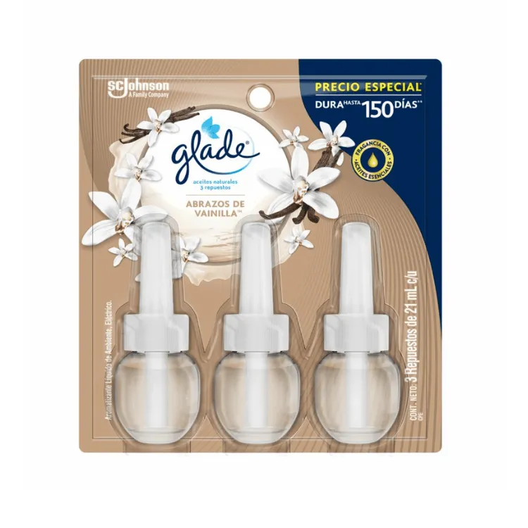 Glade Aceite Repuesto x3 Abrazos De Vainilla