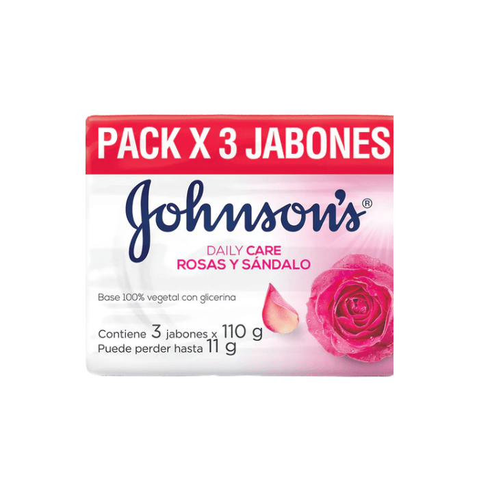 [7702031407430] Jabón Johnsons Rosas y Sandalo x3 Unidades 330g 