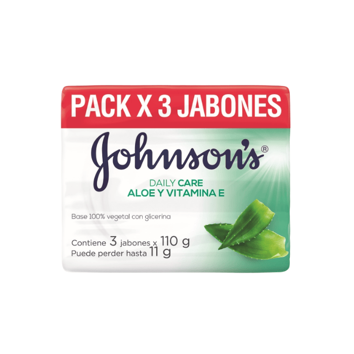 Jabón Johnsons Aloe y Vitamina E x3 Unidades 330g 