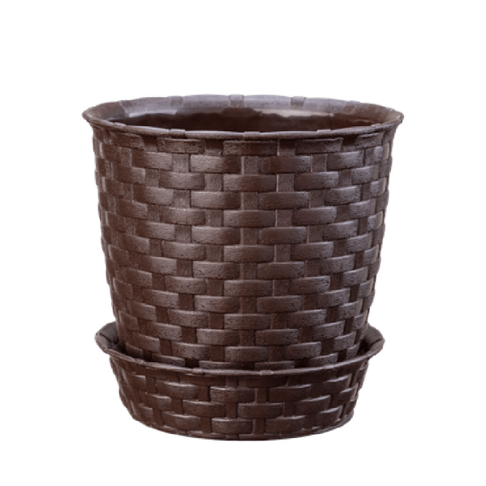 Maceta Redonda Estilo Ratán 14x13cm - Reyplast