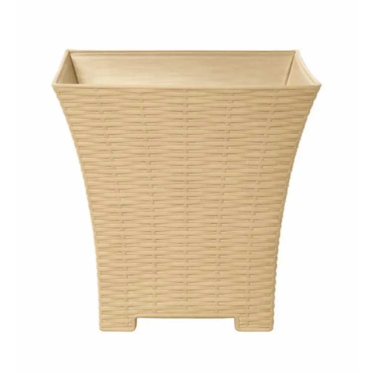Macetero Ratán Cuadrado Grande 24L Beige
