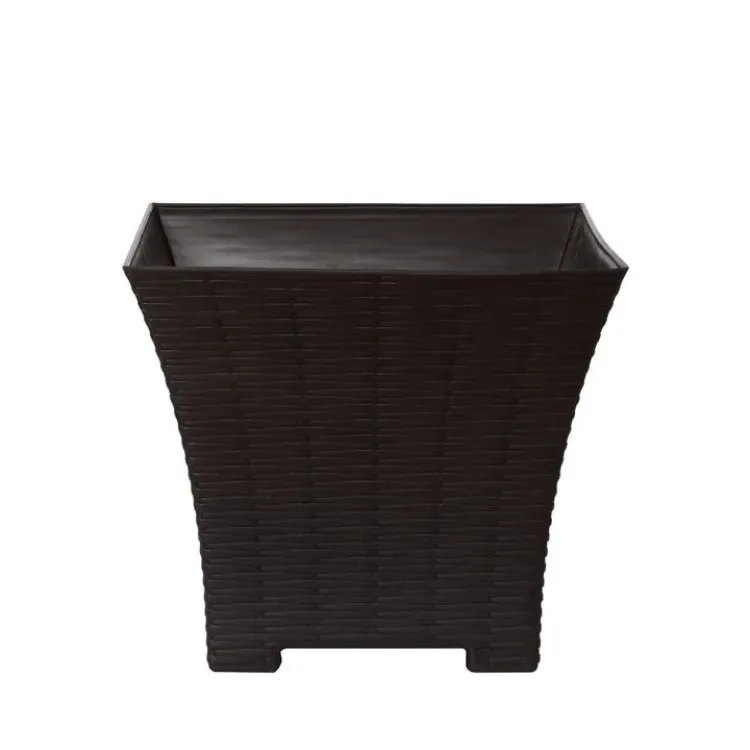 Macetero Ratan Cuadrado Mediano 7L Café