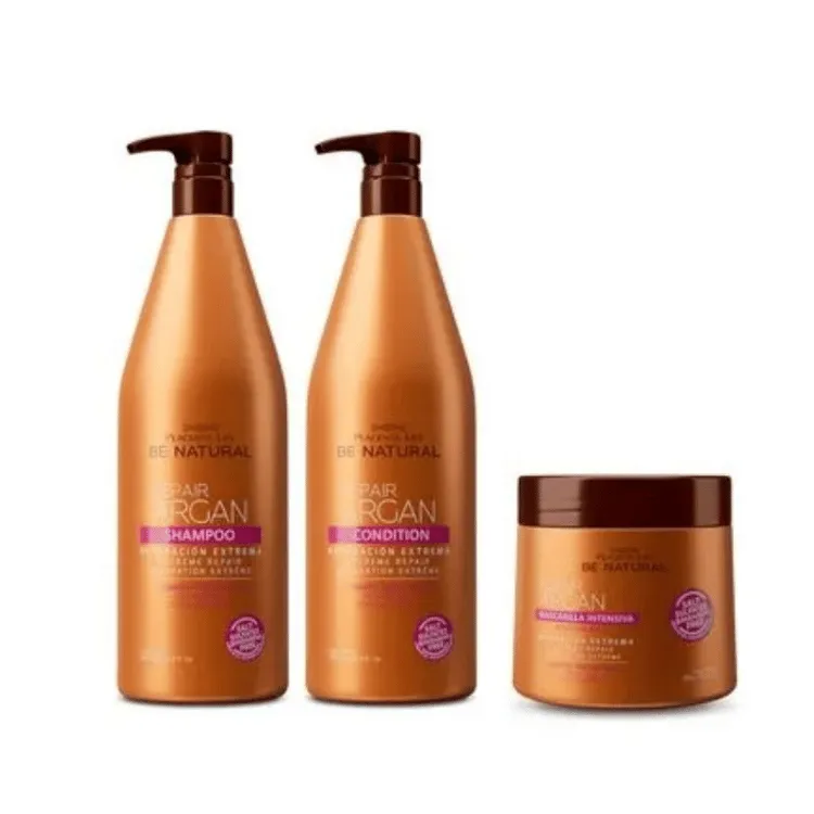 Pack Promo Be Natural Repair Argan Shampoo + Acondicionador 1L + Tratamiento 350ml