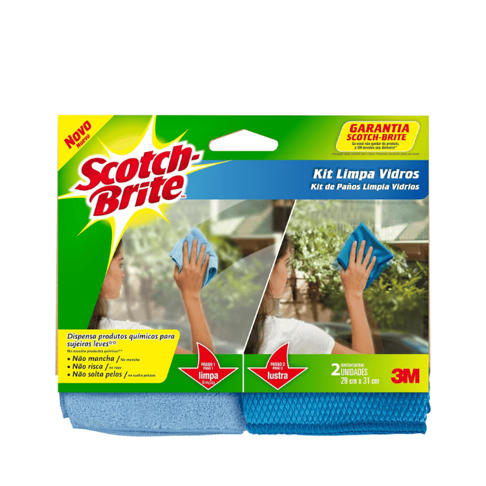 Scotch Brite Paño Kit Limpia Vidrios x2 Unidades