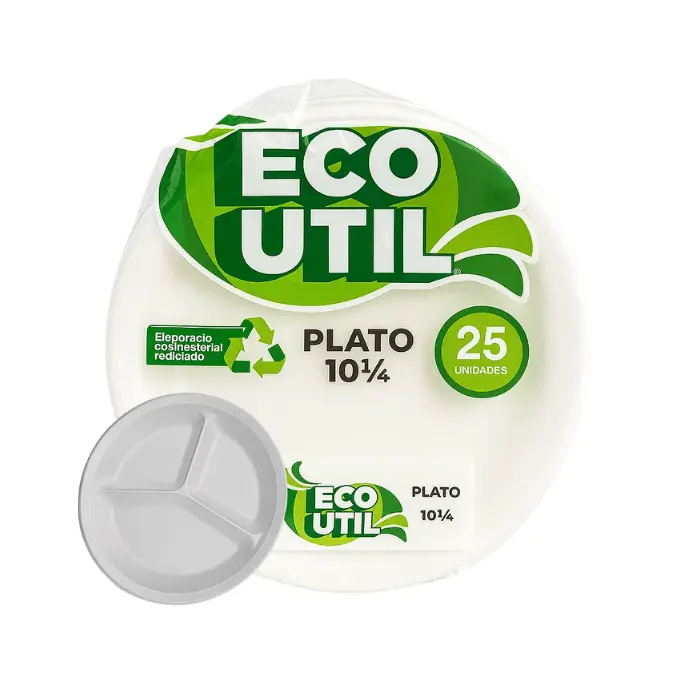 [7861010909041] Eco Util Plato P10 1/4 Compartido x25 Unidades