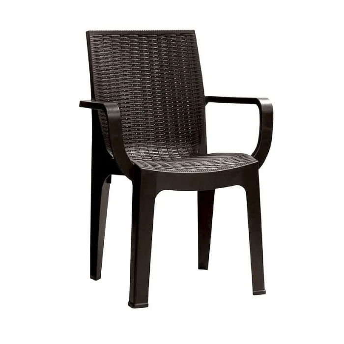 Silla Ratan Corsa Con Brazos Café - PICA