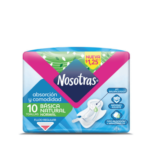 Nosotras Toalla Higiénica Básica Alas X10 Unidades