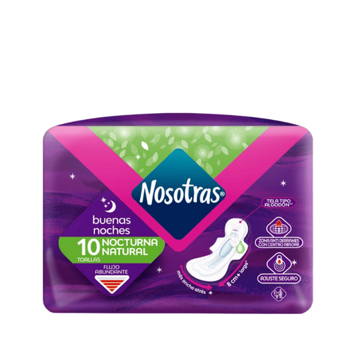 [7702027040252] Nosotras Toalla Higiénica Natural Buenas Noches X10 Unidades