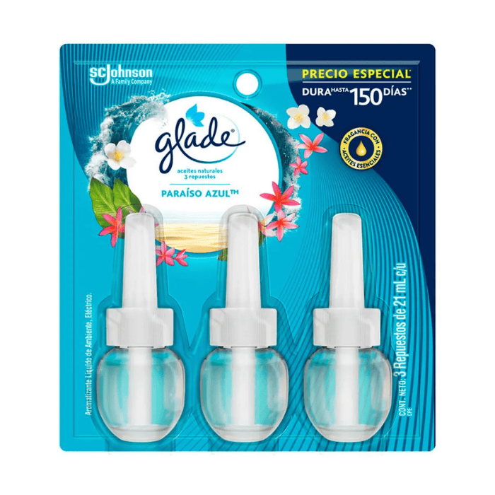 [8659] Glade Aceite RepuestoX 3 Paraiso Azul
