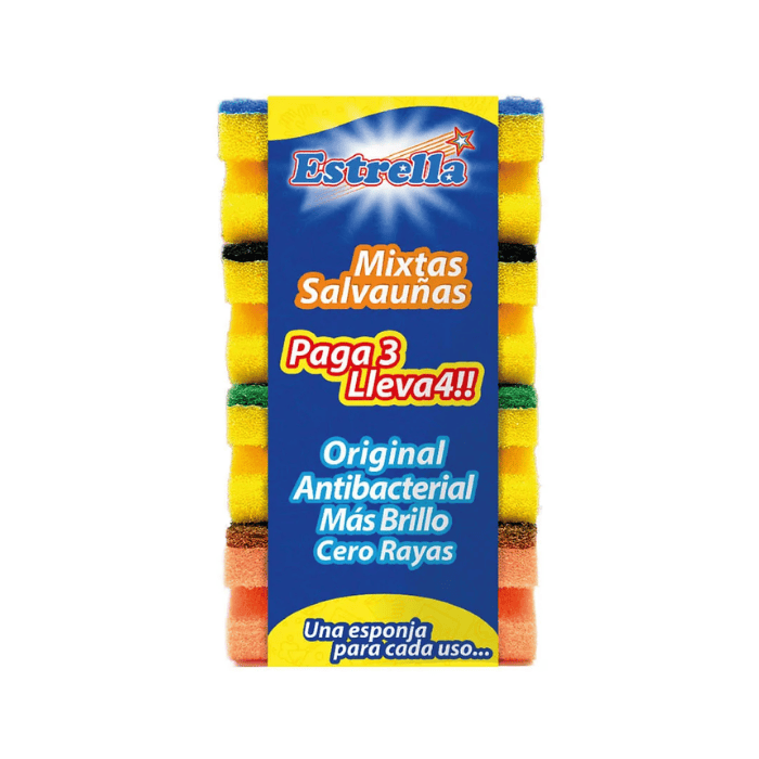 Estrella Esponja Salvauñas Mixta x4 Unidades