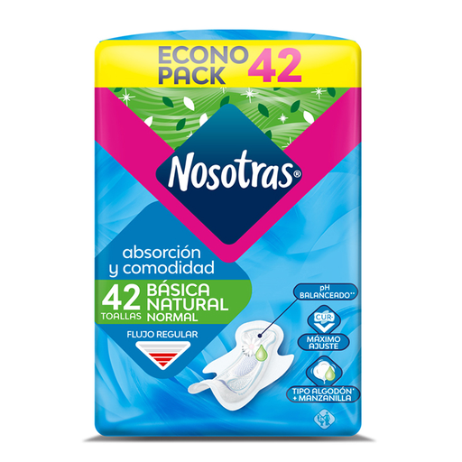 Nosotras Toalla Higiénica Básica Alas x42 Unidades