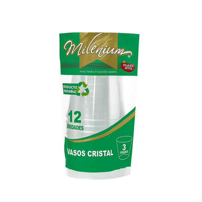 Plastiutil Milenium Vaso Cristal 3oz x12 Unidades
