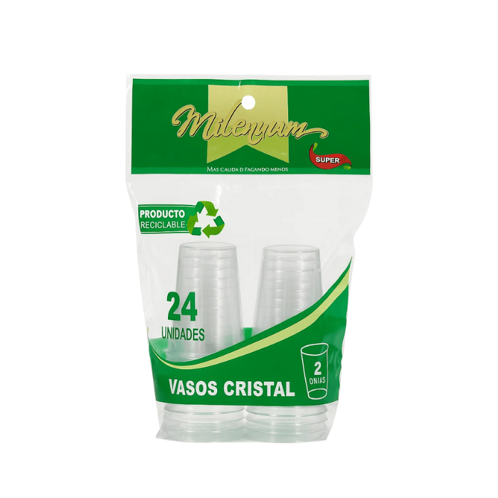 Plastiutil Milenium Vaso Cristal 2oz x24 Unidades