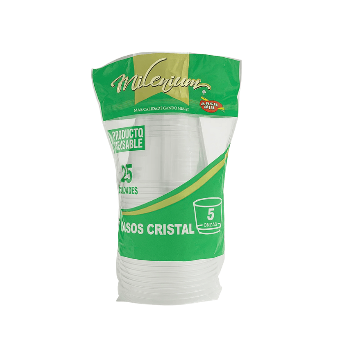 Plastiutil Milenium Vaso Cristal 5oz x25 Unidades
