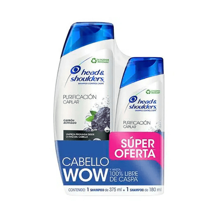 Shampoo H&S Pack Carbon Activado 375ml+180ml