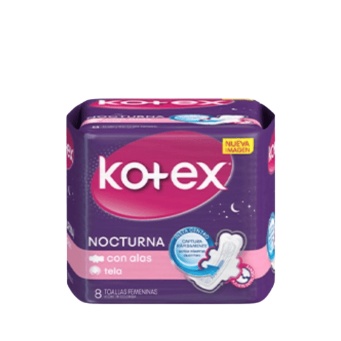 Kotex Toalla Higiénica Nocturna C/Alas X8 Unidades