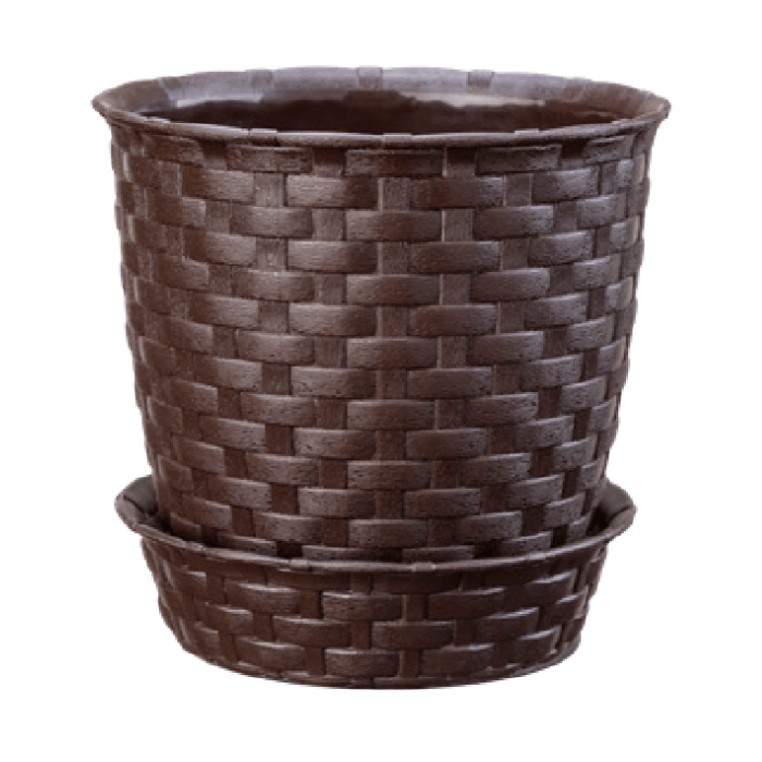 Maceta Redonda Estilo Ratán 25x23cm - Reyplast