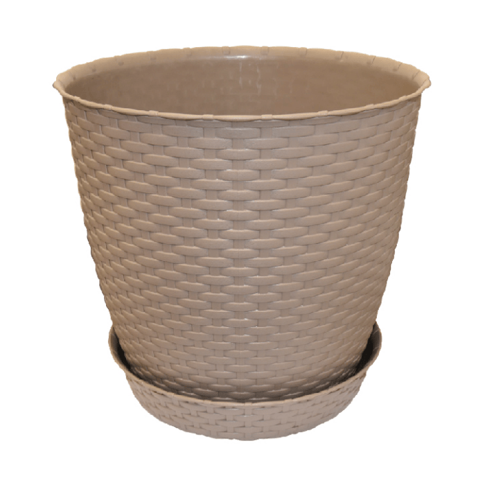 Maceta Redonda Estilo Ratán 33x30cm - Reyplast