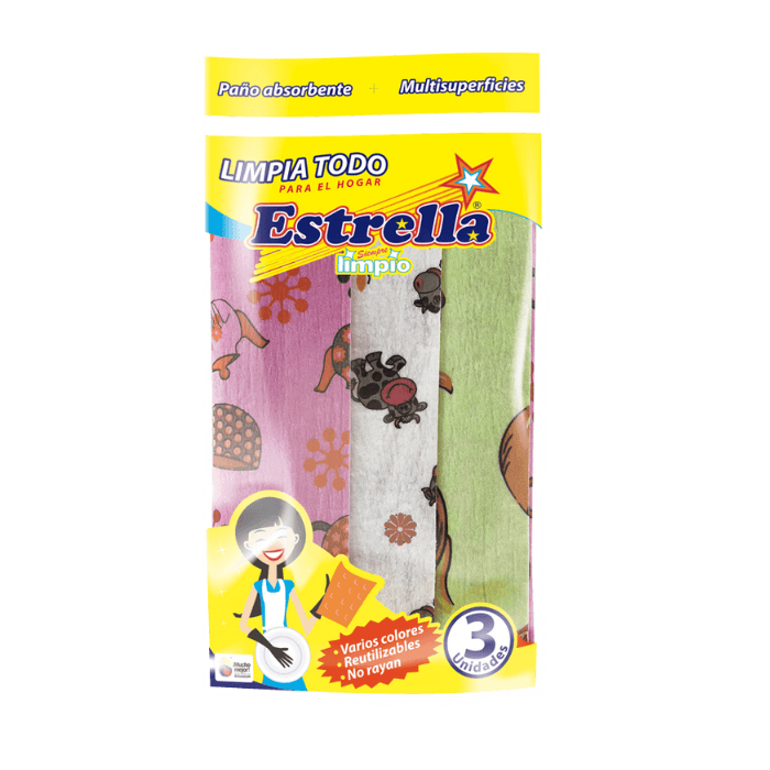 Paño Absorbente Estrella Estampado  x3 Unidades
