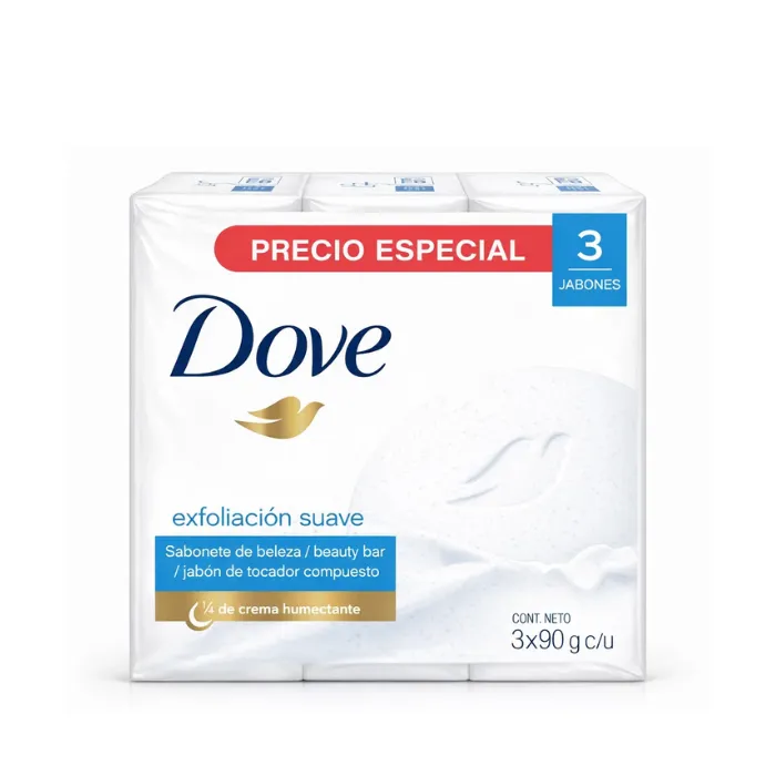 Dove Jabón Exfoliación Suave x3 Unidades 270g