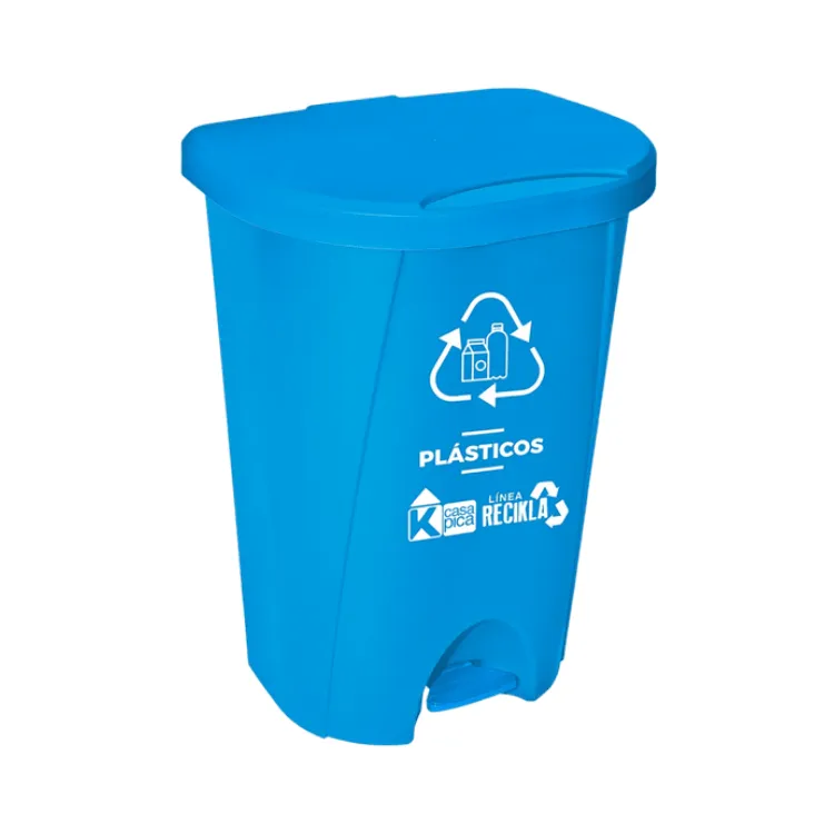 [13924] Tacho Con Pedal Reciclaje Verona 50L Celeste