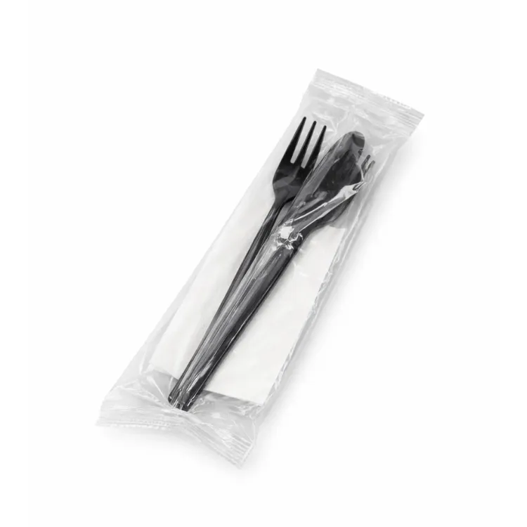 Set Cubiertos Desechables Negros 