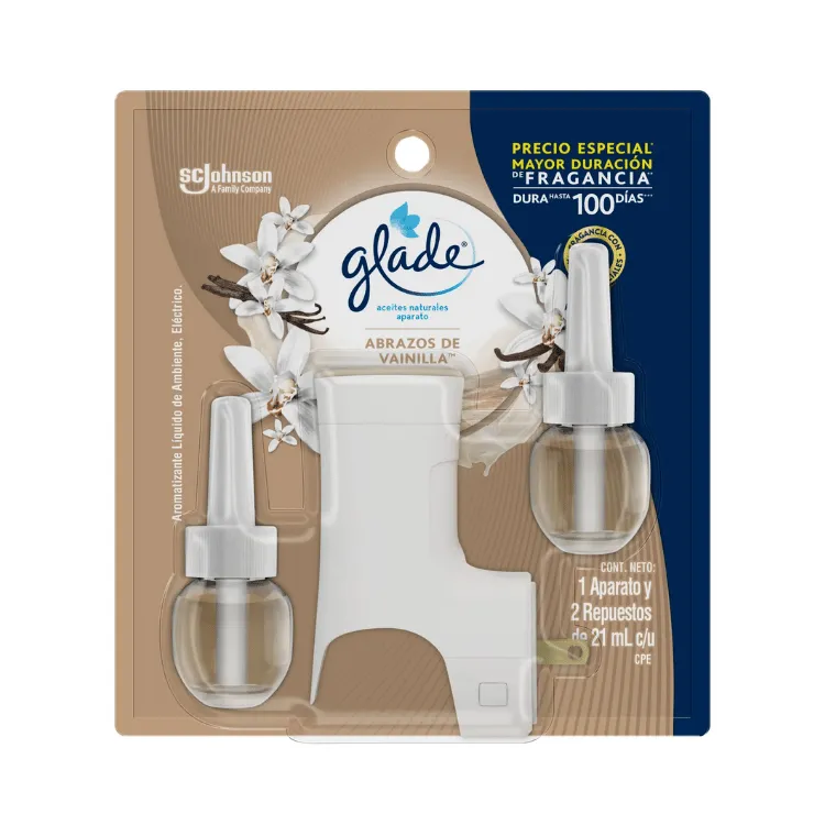 Glade Aceite Repuesto x2 Abrazos de Vainilla Maquina + Repuesto