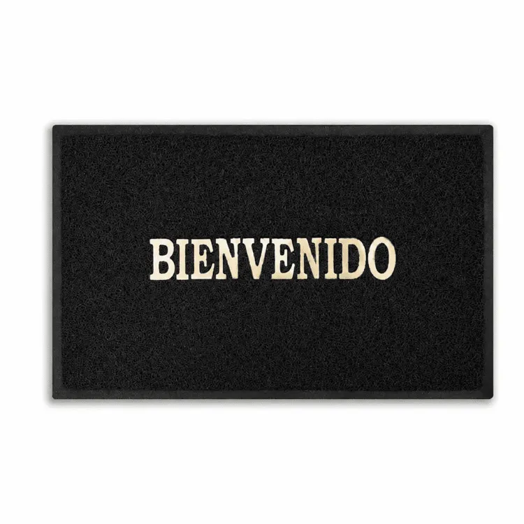 Alfombra Caucho Bienvenido Negra 14mmx60X90