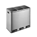 Basurero Contenedor De Reciclaje De Acero Inoxidable 3 Compartimentos 54L