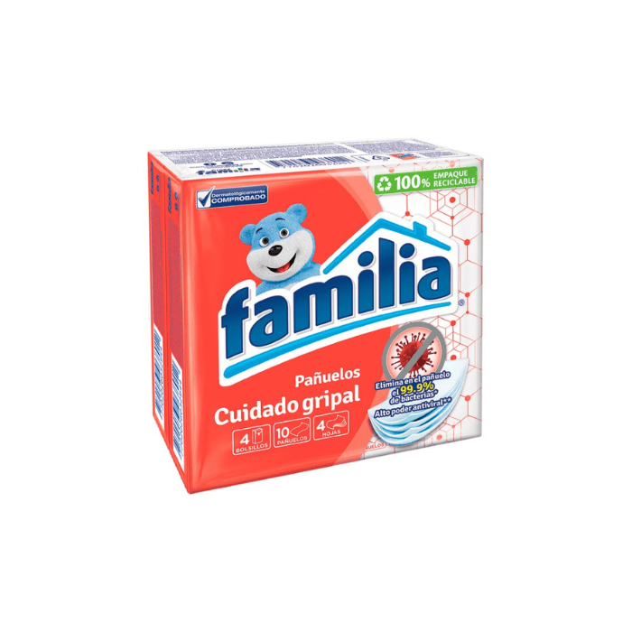 Pañuelo Facial Familia Bolsillo Cuidado Gripal x4 Paquetes