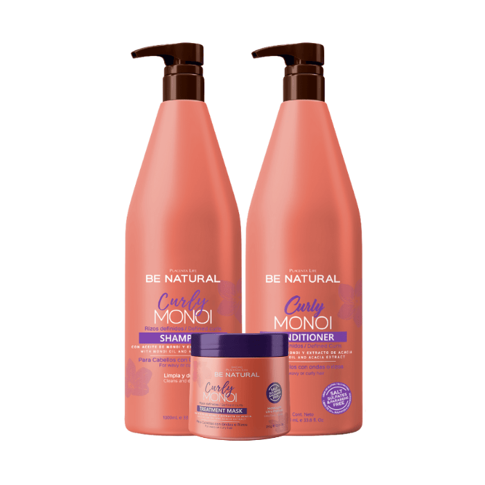 [7756719029346] Pack Promo Be Natural Curly Monoy Shampoo + Acondicionador 1L + Tratamiento 350ml
