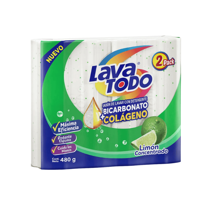 [7861048613699] Lava Todo Jabón Limón Bicarbonato X2 Unidades 460g 
