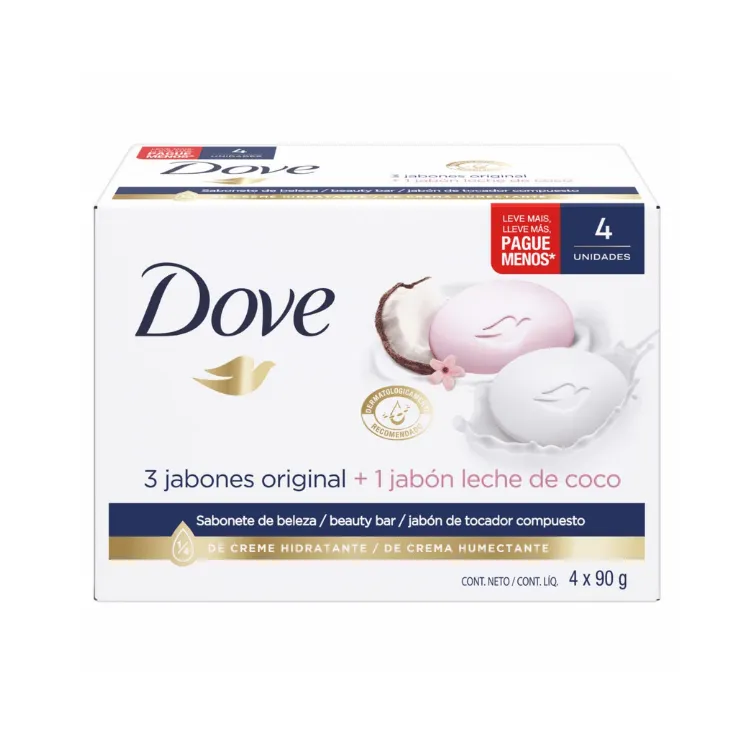 [7702006201872] Dove Jabón Original + Coco 320g Paga 3 Lleve 4