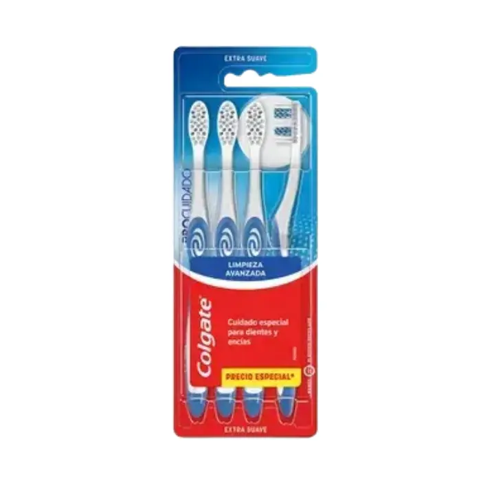 Cepillo Dental Colgate Limpieza Avanzada Extra Suave x4 Unidades