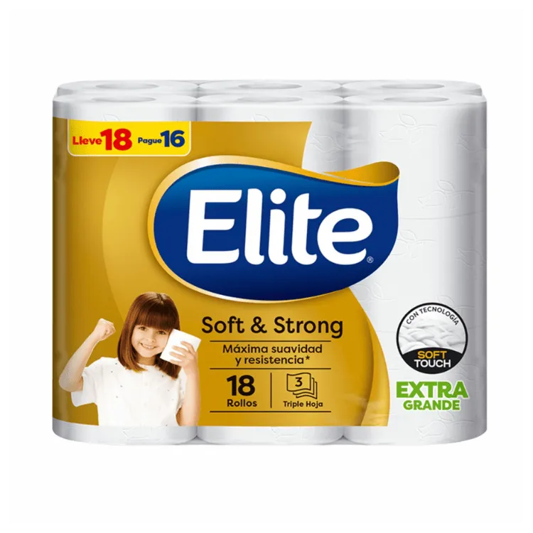 Papel Higiénico Elite Triple Hoja Mega Rollo x18 Unidades