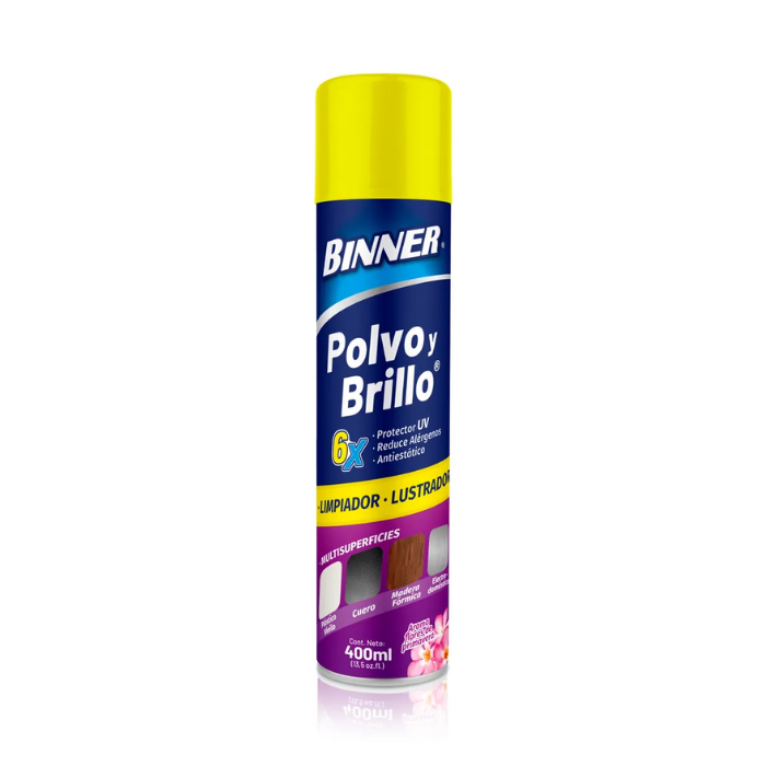 Limpiador de muebles Multisuperficies BINNER espuma Polvo y Brillo flores primavera Aerosol 400 ml