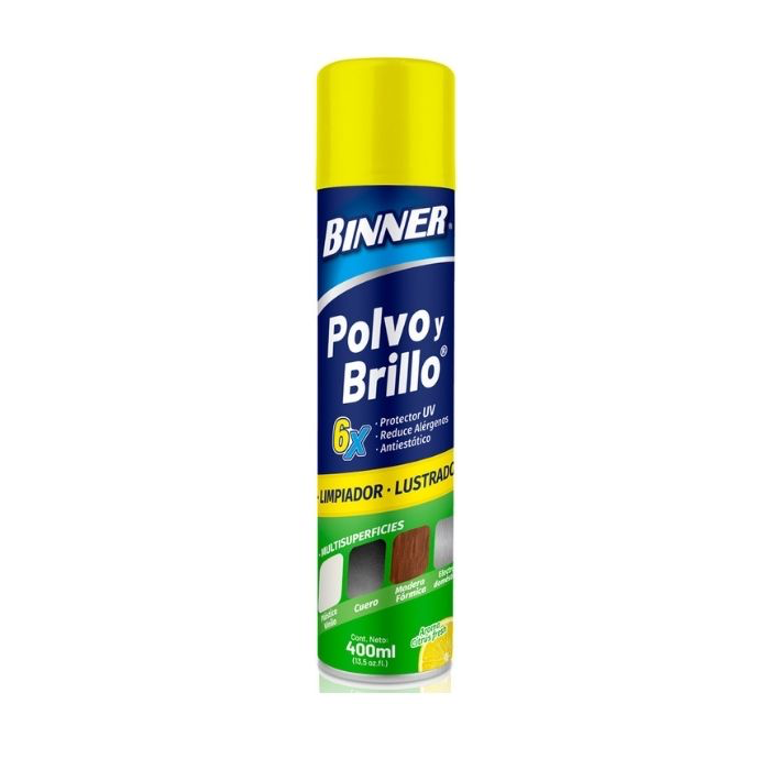 Binner Limpiador de Muebles Multisuperficies Espuma Polvo y Brillo Citrus Aerosol 400 ml