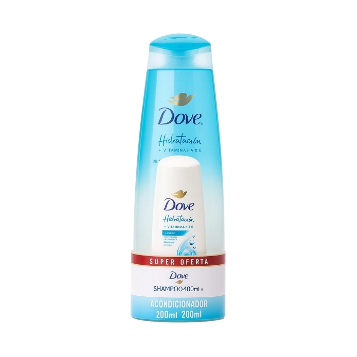 Dove Pack Shampoo 400ml+Acondicionador 200ml Hidratación Vitamina A&E 