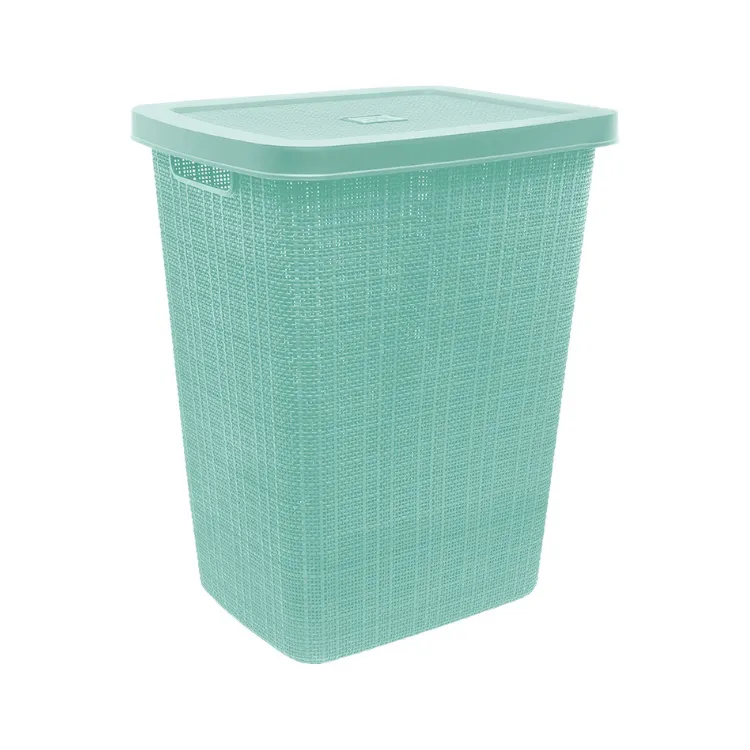 Cesto De Ropa Yute B/T Menta Pica