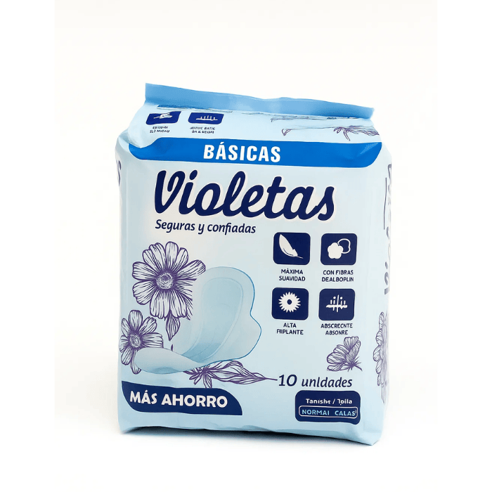 Violeta Toallas Sanitarias Básica Normal Con Alas x10 Unidades