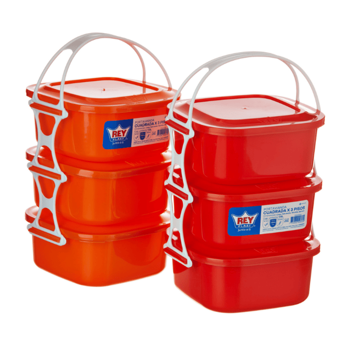 Portavianda Cuadrada x3 Pisos - Reyplast