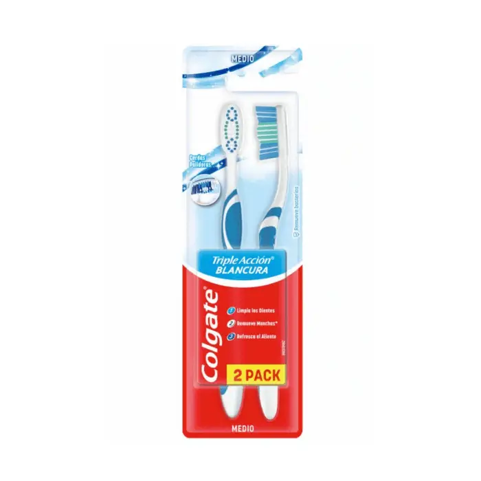 Cepillo Dental Colgate Triple Acción Extra Blancura Medio x2 Unidades