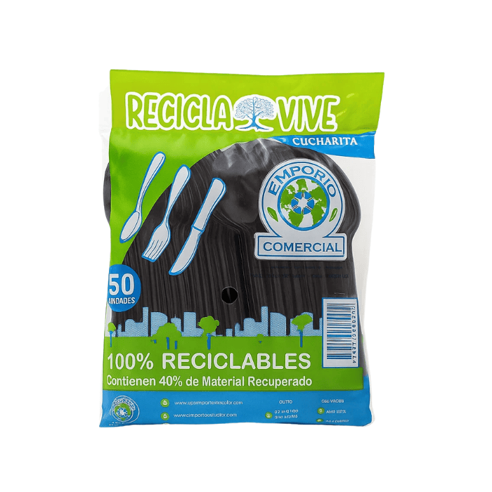 Recicla Vive Cucharita Negra/Beige x50 Unidades