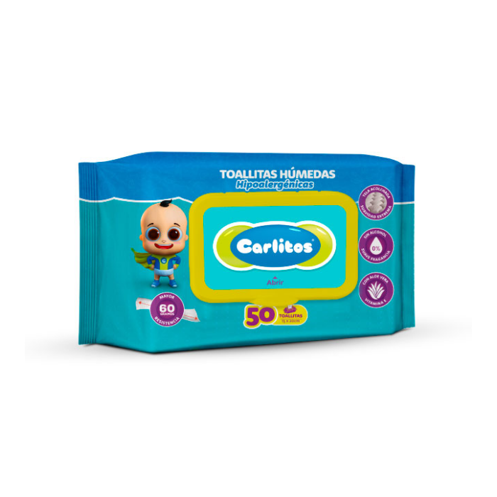 Toallitas Húmedas Carlitos Fortiplus x50 Unidades